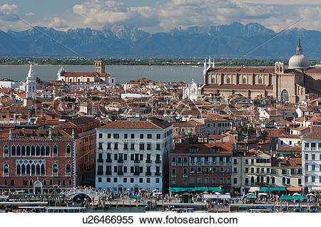 Stock Image of Aerial view of Riva degli Schiavoni, La Pieta.