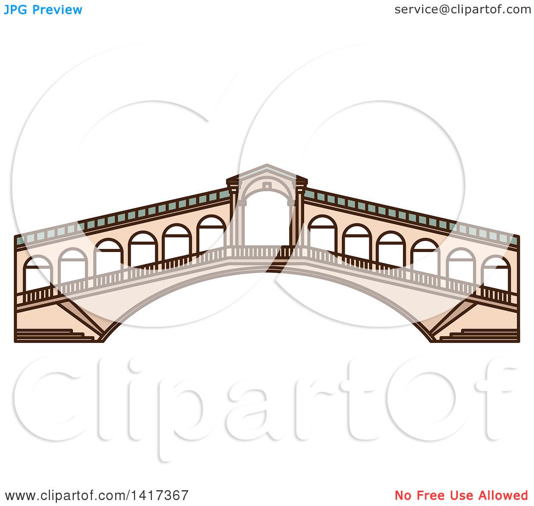 Clipart of a Italian Landmark, Rialto Bridge.