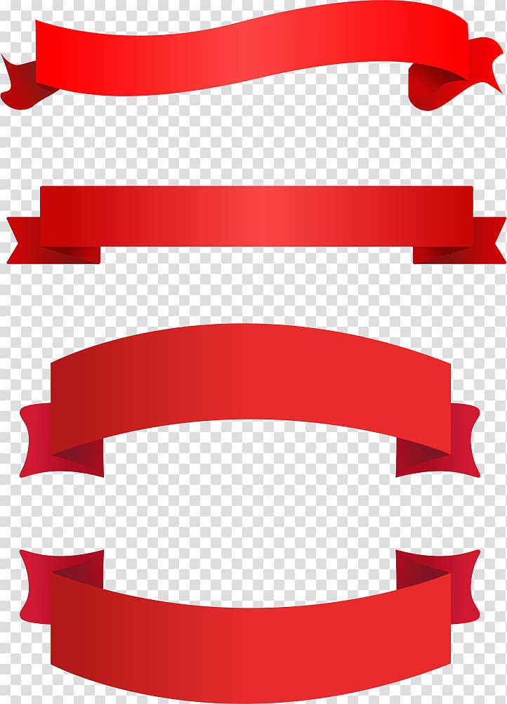 Four red ribbons illustration, Ribbon Banner , ribbon.