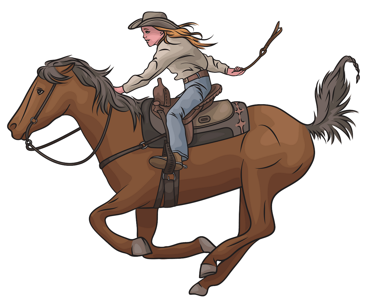 Cowgirl Riding Horse clipart. Free download..