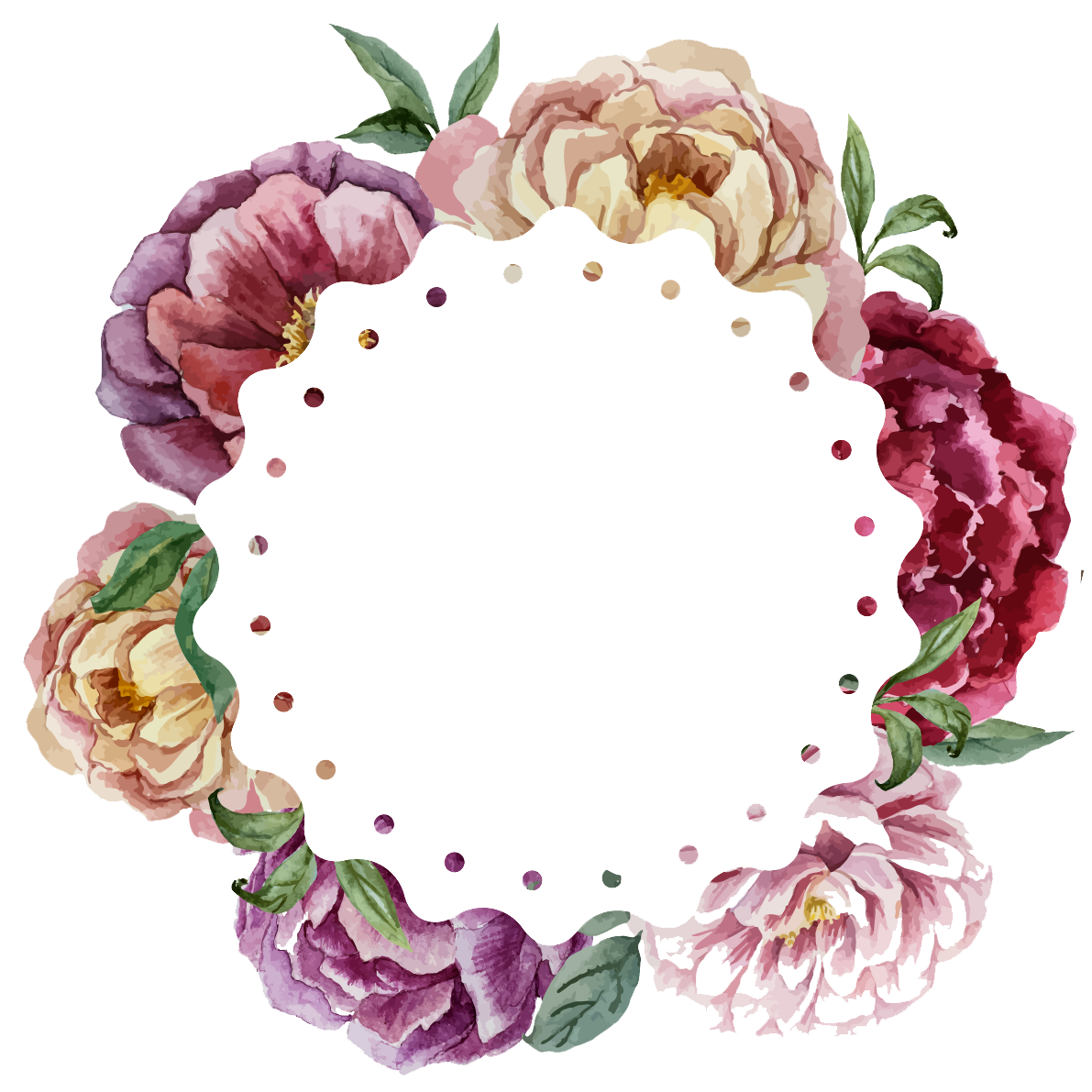 Watercolor painting Flower Wreath Wedding.