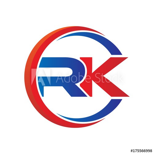 rk logo vector modern initial swoosh circle blue and red.