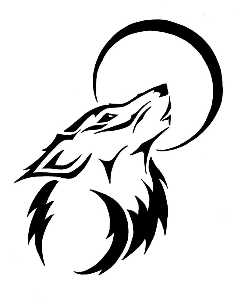 Tribal Wolf Clipart Black And White.