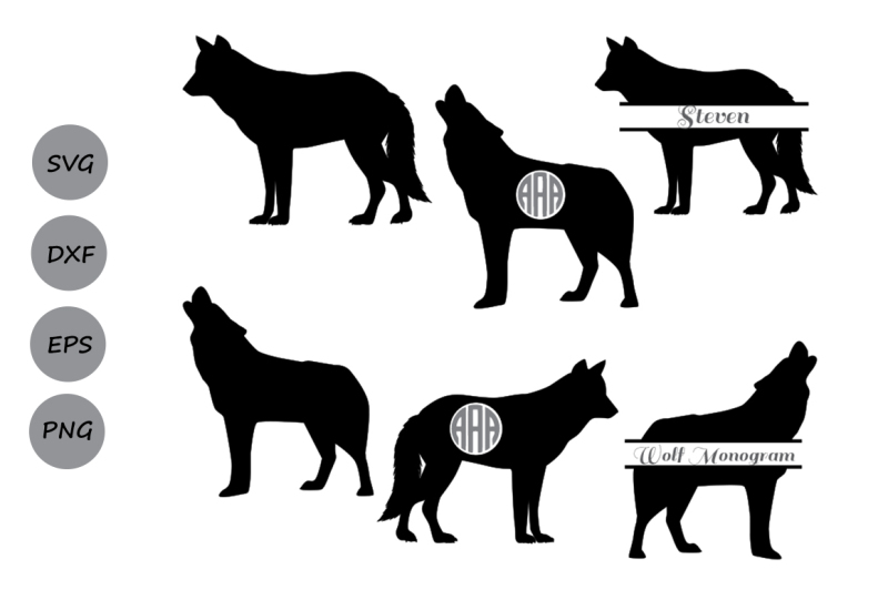 Free wolf svg, wolf monogram svg, dog svg, animal svg.