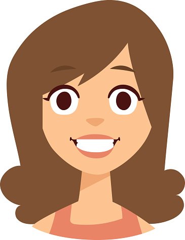 Smiling woman vector illustration Clipart Image.