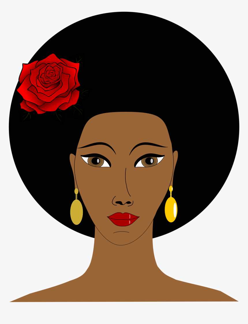 Black Woman With A Rose Icons Png.