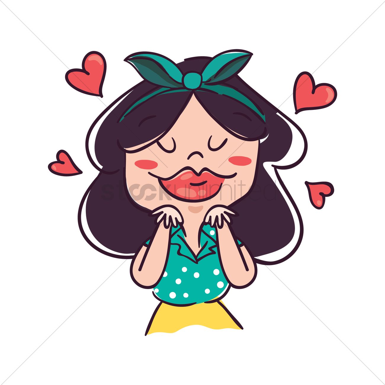 Cartoon girl blowing kisses Vector Image.