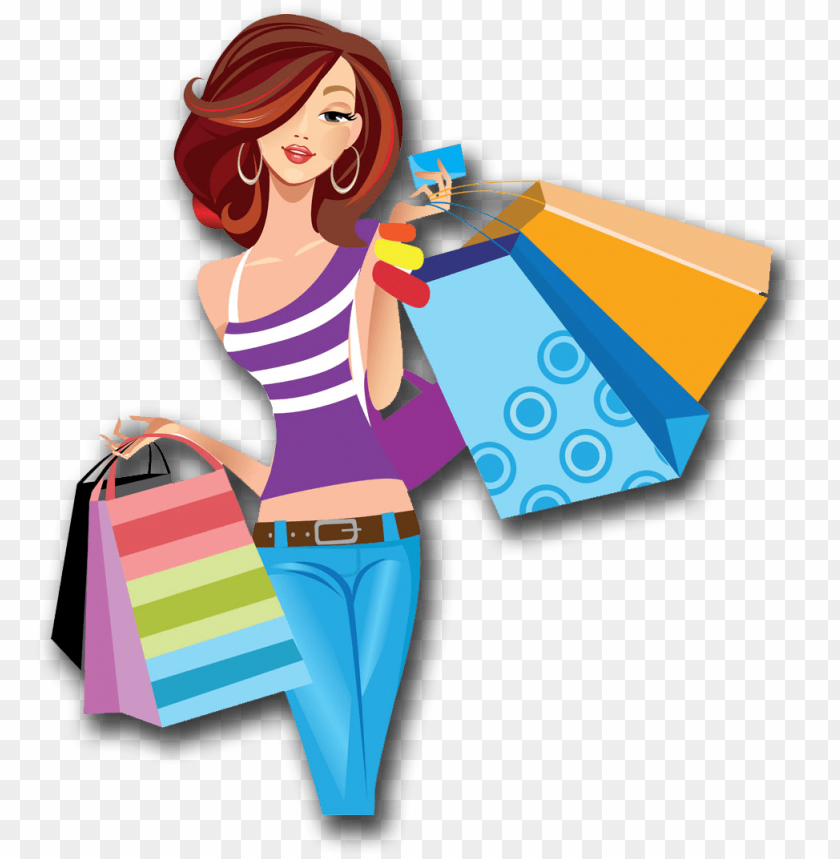 shopping cartoon women png image high quality clipart.