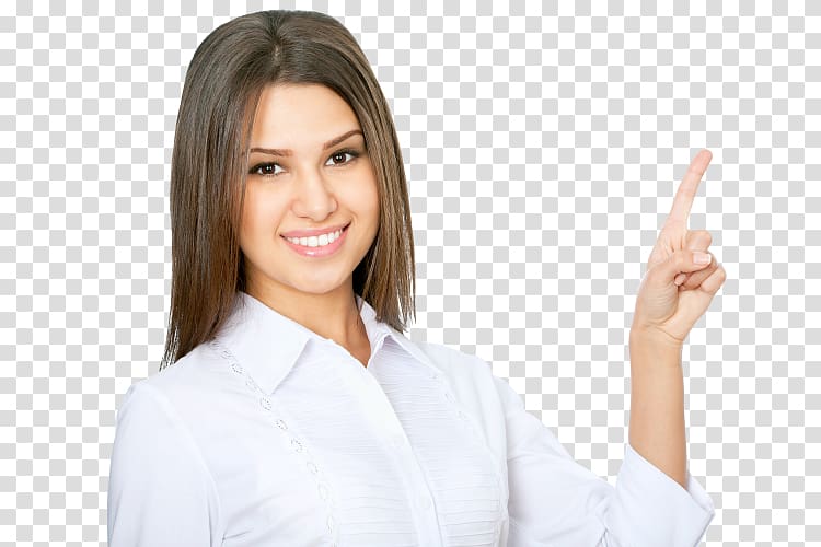 Woman pointing with her left index finger, Businessperson.