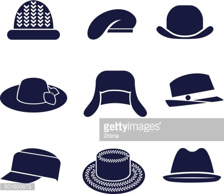 Different types of women\'s hats Clipart Image.