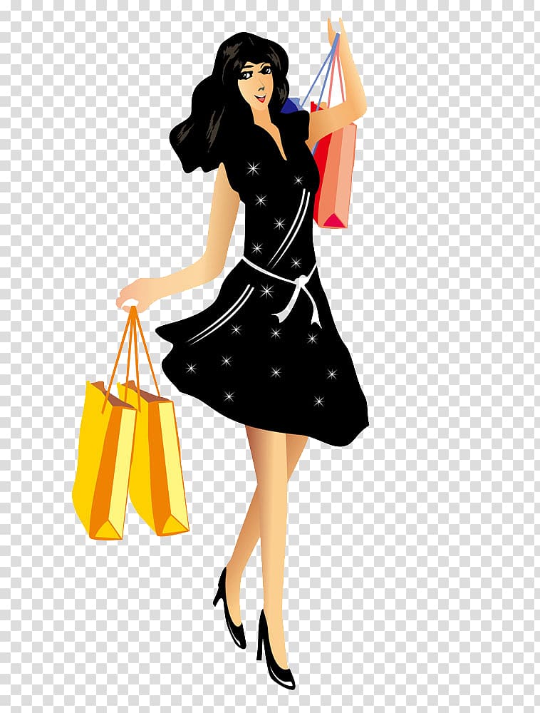 Shopping bag Woman Illustration, Shopping women transparent.