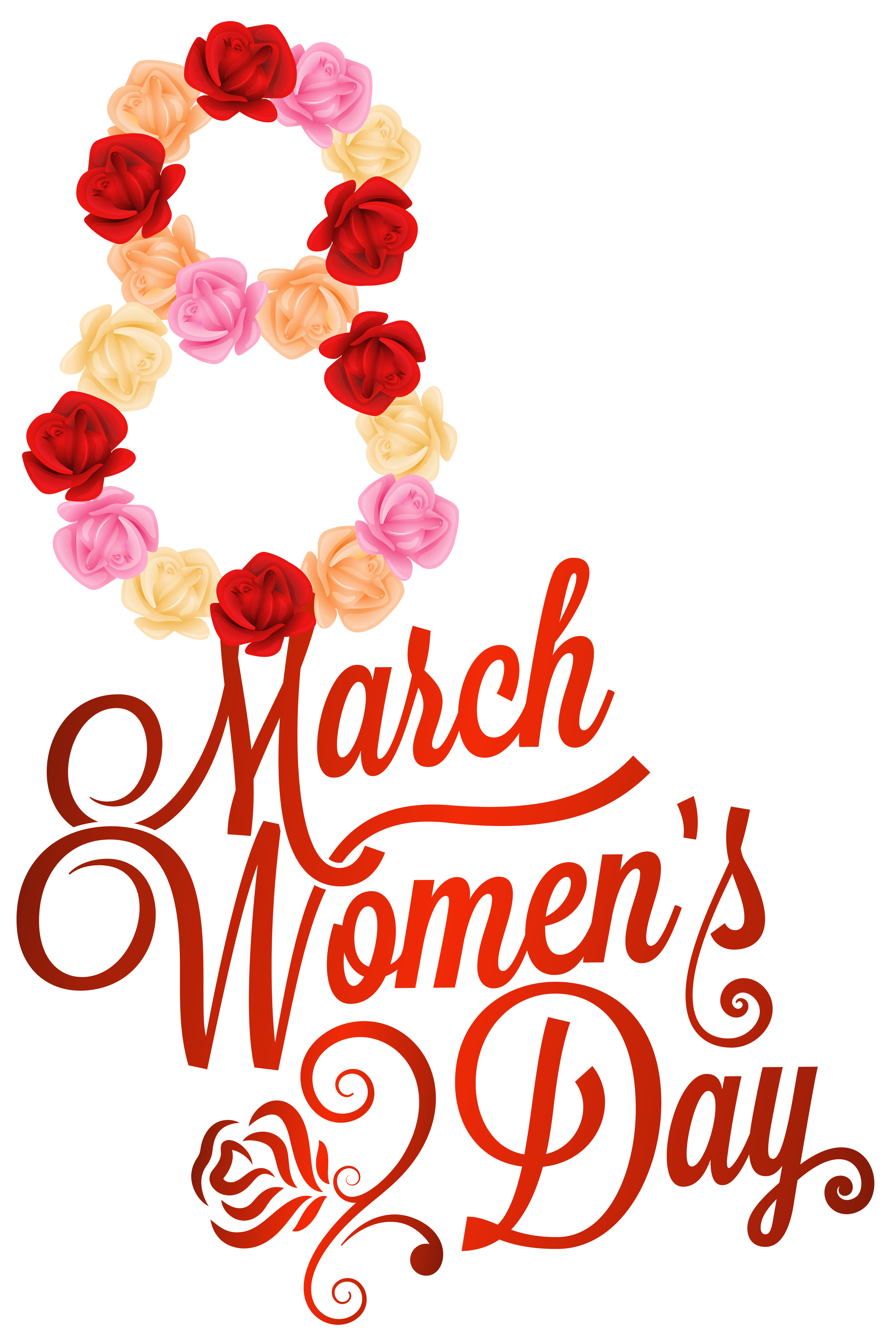 Red 8 March Womens Day PNG Clipart Image.