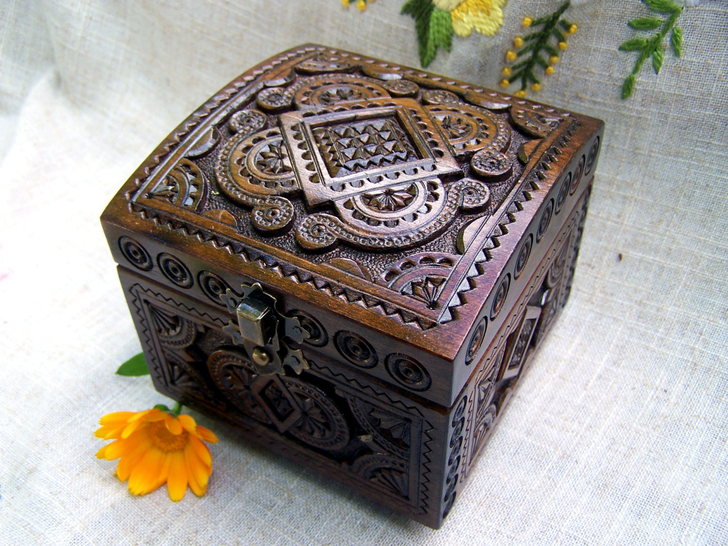 Wooden Box Carved Clipart.