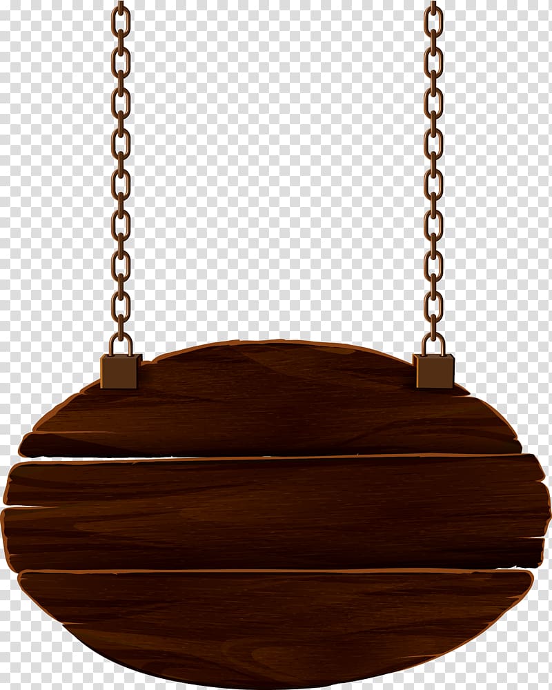 Oval brown wooden decor with chain illustration, Wood, Wood signs.