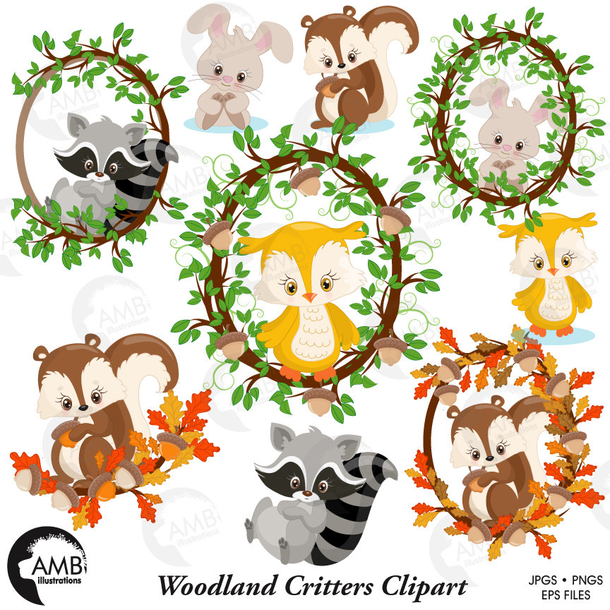 Woodland Forest Animals clipart, Woodland animals clipart, Animal clipart,  commercial use, vector graphics, digital, AMB.