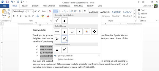 How to Change Bullet Characters in Word 2013.