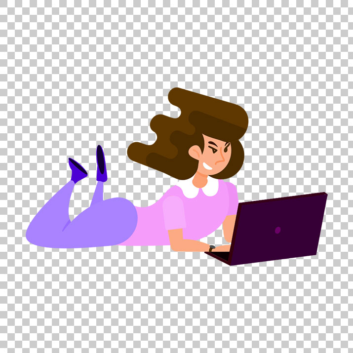 Women Working on Laptop Clipart PNG Image Free Download.