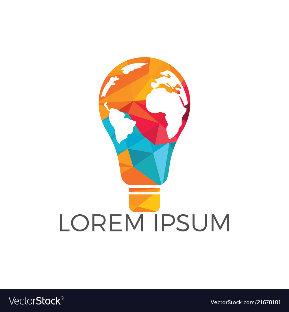 Light bulb with world map logo design.