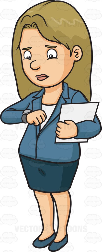 A Woman Getting Worried While Waiting Cartoon Clipart.