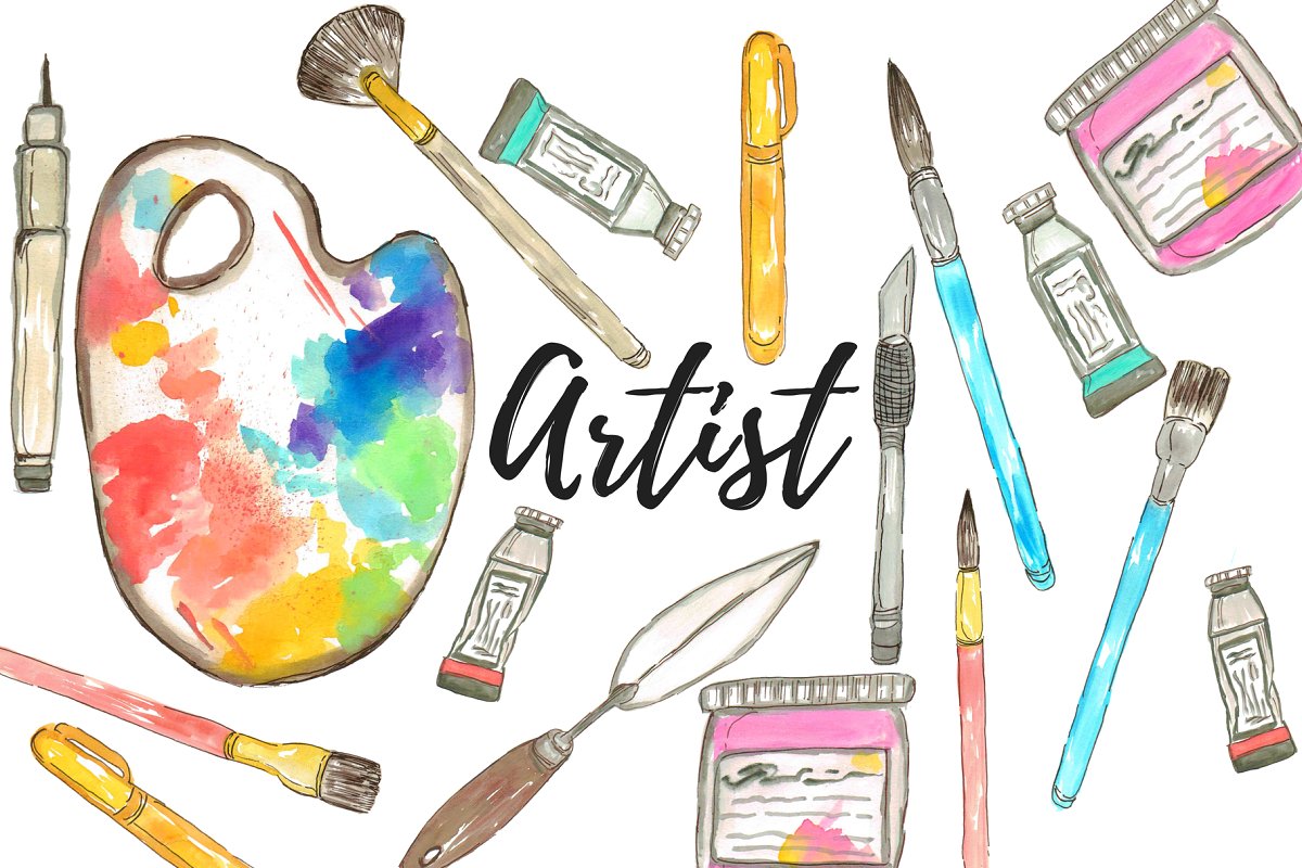 Watercolor Artist Clipart.