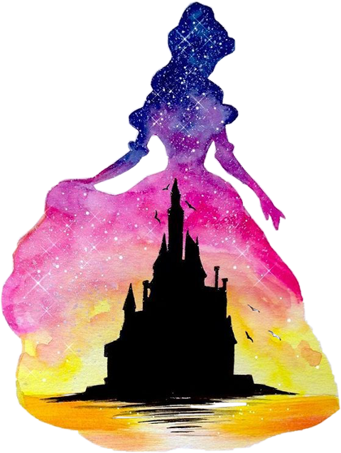 Aurora Belle Ariel Disney Princess Watercolor painting.