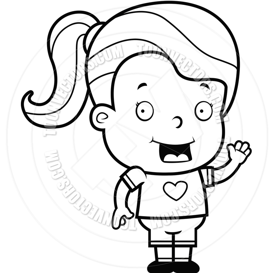 Child Waving Hello Clipart Black And White.