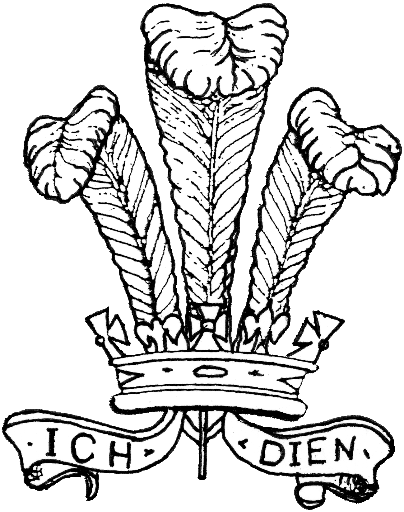 The Prince of Wales Feathers, usually the Company Badge of.