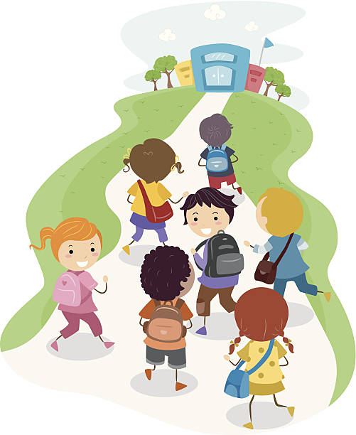 Kids Walking To School Clipart Images Illustrations Vecr.