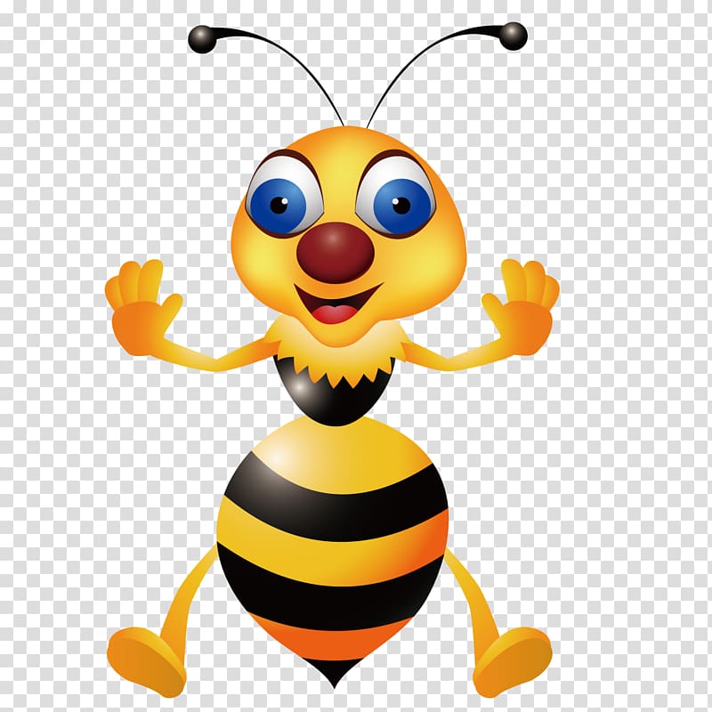 Bee Hornet Wasp , Cute bee transparent background PNG.