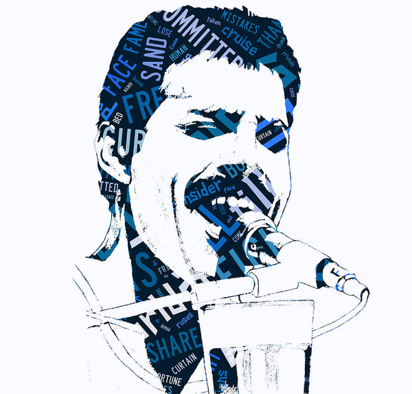 Freddie Mercury Of Queen We Are The Champions Lyrics Poster.