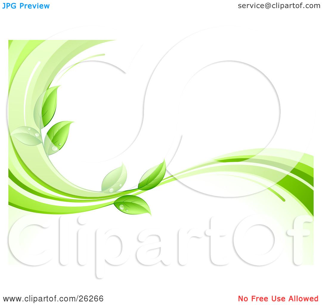 Clipart Illustration of an Organic Background Of Green Leaves Wet.