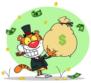 Money wealthy clipart image clip art illustration of a tiger.