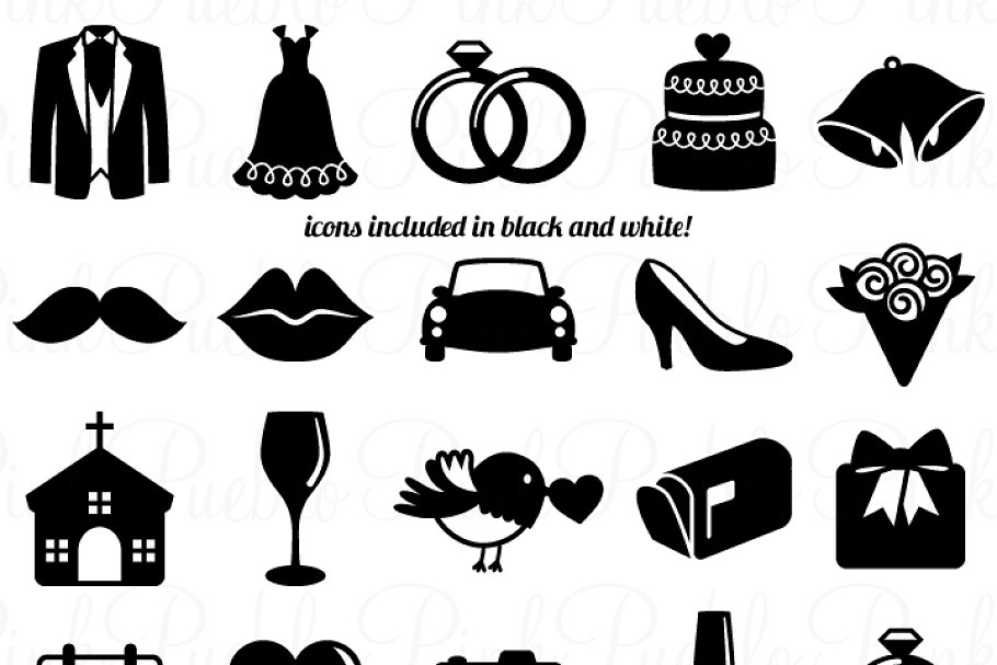 Wedding Icons Clipart and Vectors.