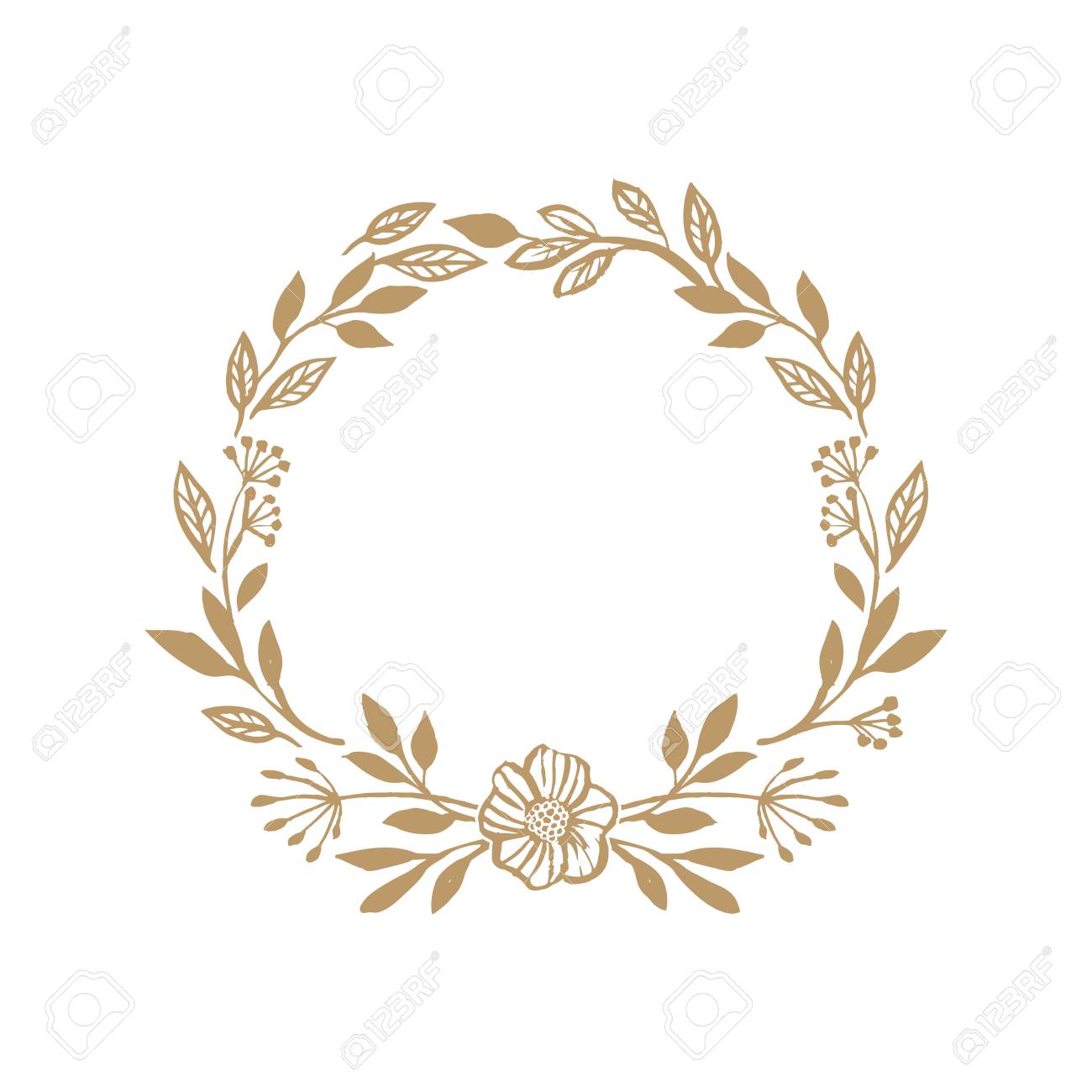 Floral rustic wreath for wedding invitation template design. Bot.