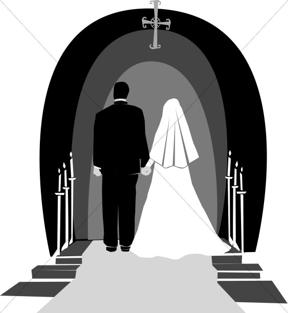 Wedding Couple in Grey, Black and White.