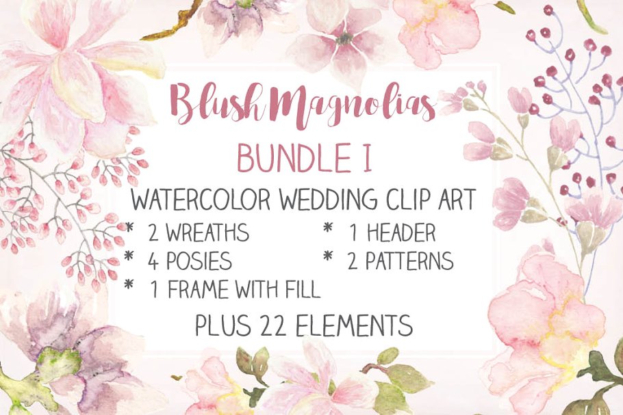 Watercolor wedding clip art bundle I.