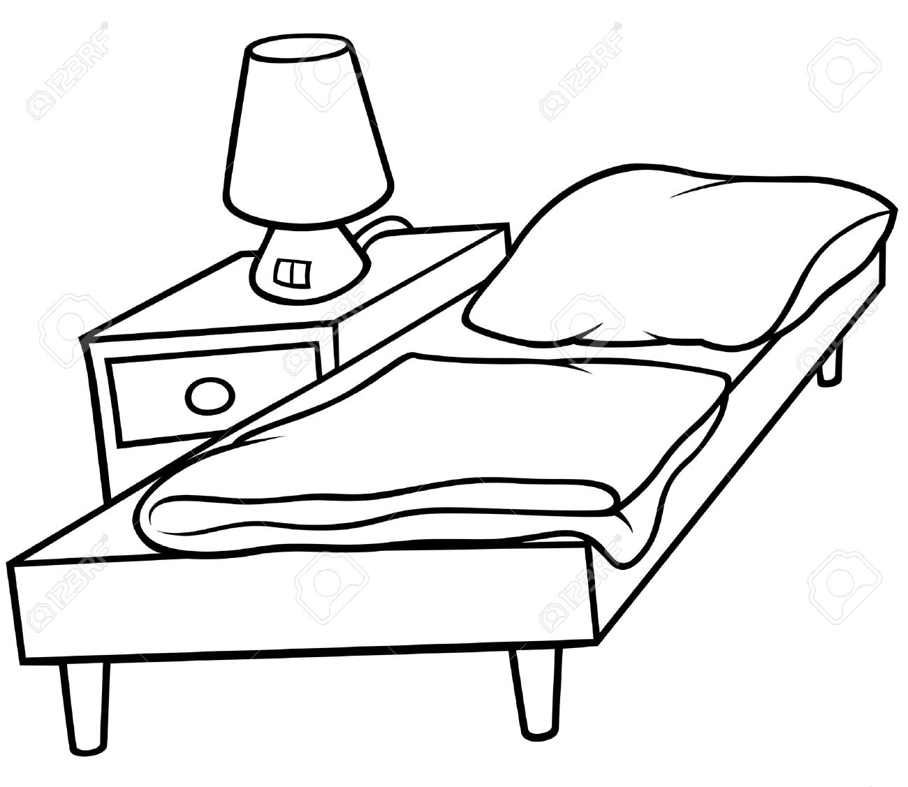 Bett Clipart Schwarz Weiß.