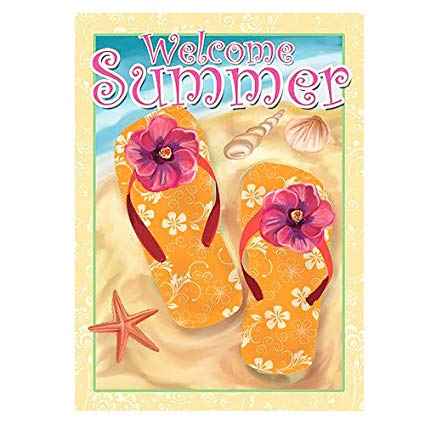 ALAZA Welcome Summer Flip Flop On Beach Double Sided House Flag Garden  Banner 28\