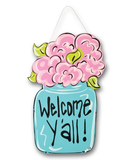 Magnolia Lane \'Welcome Y\'all\' Mason Jar Wood Door Hanger.