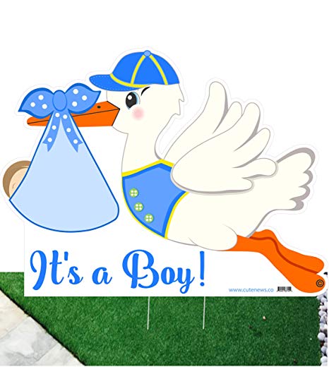 Cute News It\'s a Boy Stork Yard Sign.