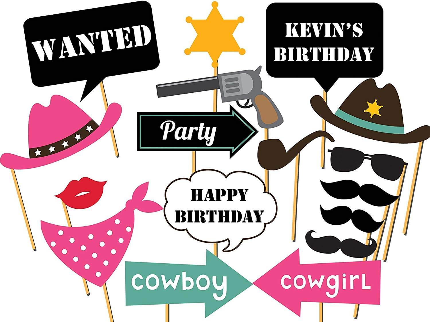 Cowboy Photo Booth Props Western Party Decorations Cowgirl Cowboy Photo  booth Props Wanted Decor Photo Props Wild West Photobotoh Prop Party Supply.