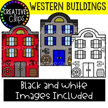 Western Town Buildings {Cowboy Clipart}.