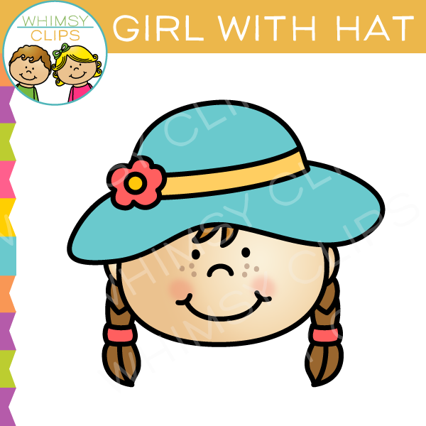 Girl with Hat Clip Art.