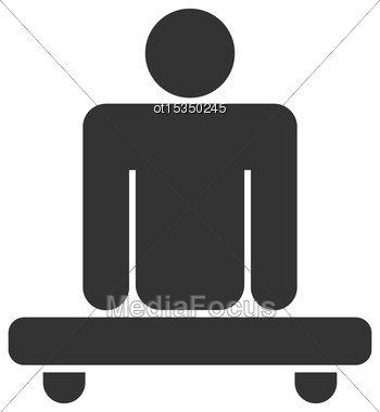 Illustration Pictogram Amputee In Wheelchair White.