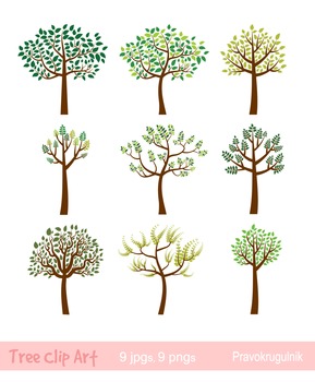 Tree clipart, Whimsical tree clip art, Spring tree, Summer tree clip art,  Forest.