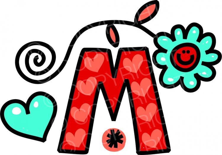 Whimsical Cartoon Alphabet Letter M.