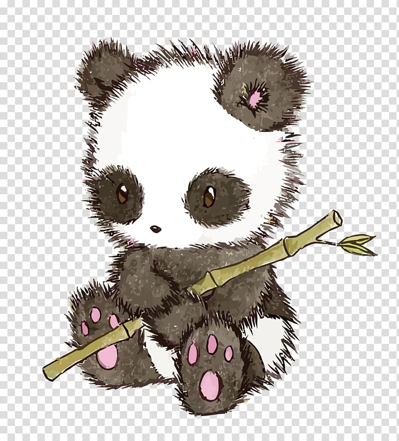 Panda holding bamboo , Giant panda Polar bear Drawing.