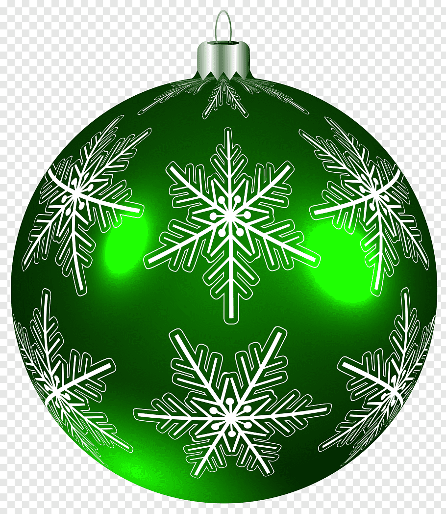 Green and white snowflakes bauble illustration, Christmas.