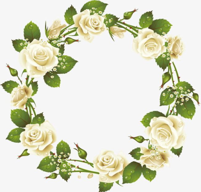 White Roses Wreath Elements PNG, Clipart, Decorative.