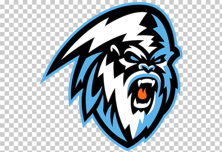 Kooteney ICE Logo, white and blue gorilla illustration PNG.